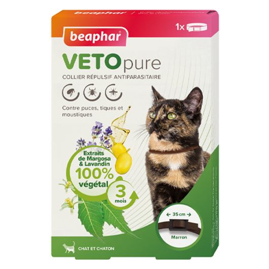 Collier répulsif antiparasitaire pour chat Vetopure - Beaphar