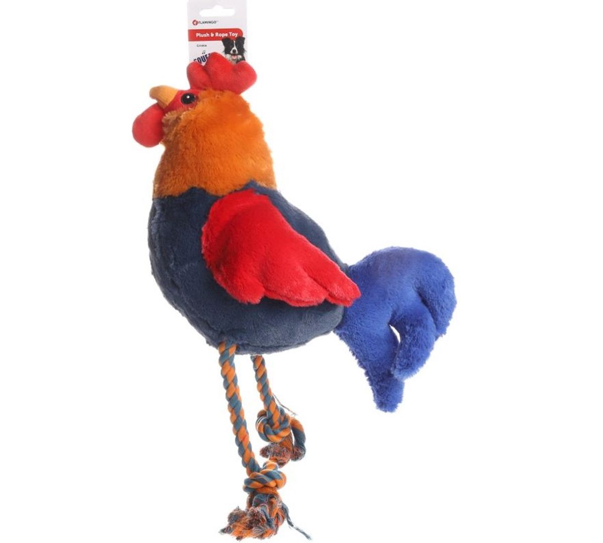 Peluche Coq squeak et cordes Rovy - Flamingo Pets Products