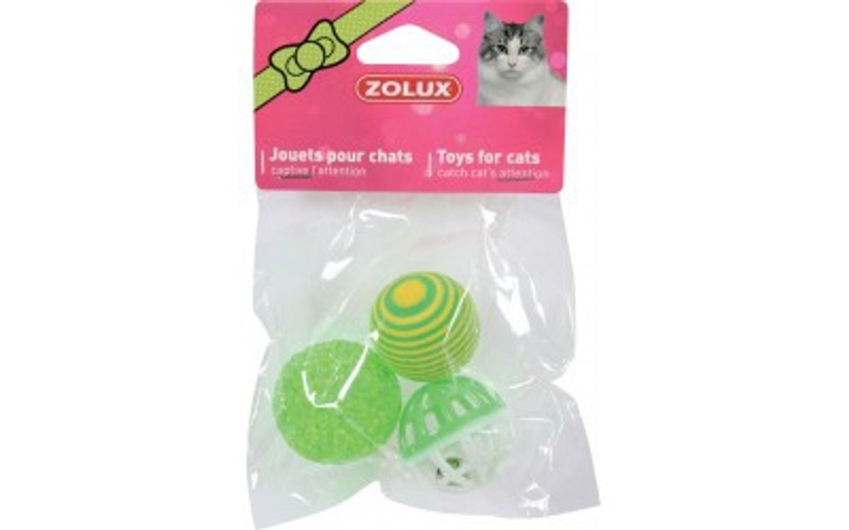 Jouets chat 3 balles variées 4 cm - Zolux