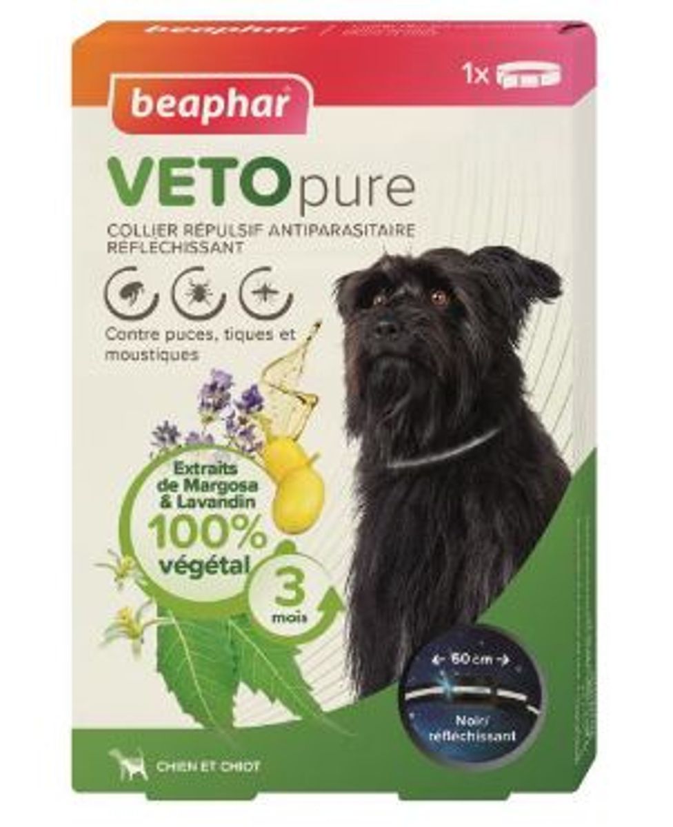 Collier VETOpure réfléchissant répulsif antiparasitaire pour chien - Beaphar