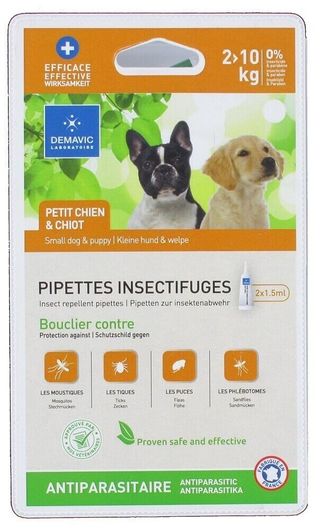 Pipettes insectifuges chiot/petit chien x2 - Demavic