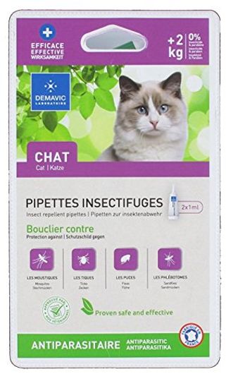 Pipettes insectifuges chat x2 - Demavic