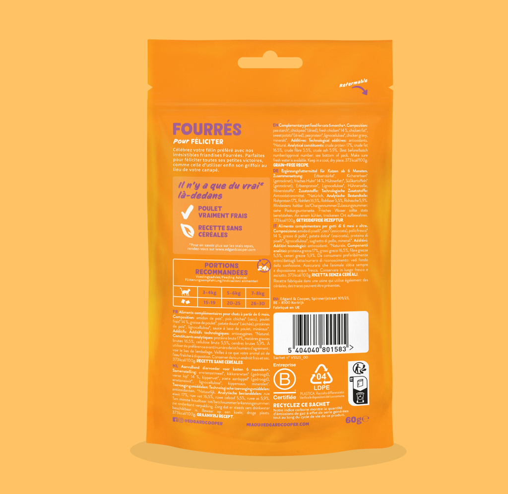 Friandises chat crunchies au poulet (50 g) - Edgard & Cooper