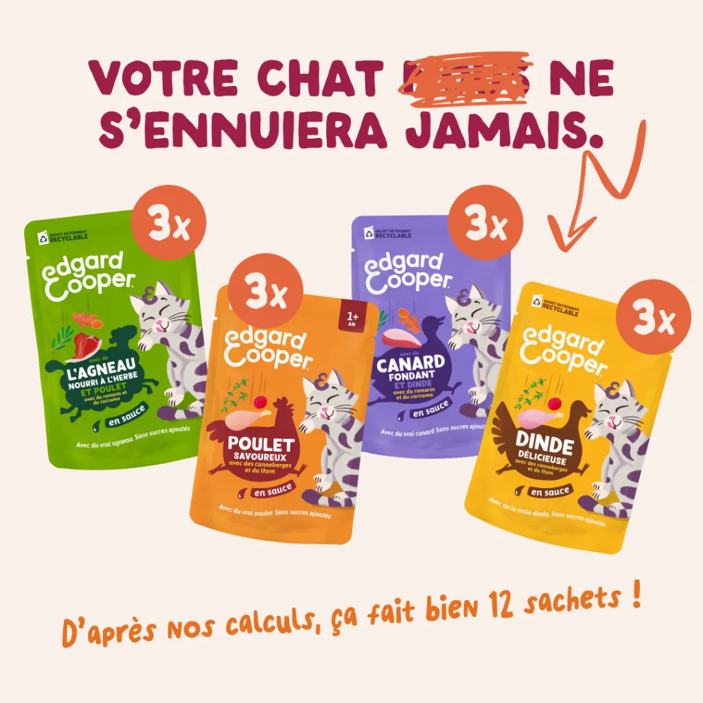 Morceaux en sauce en sachets  Délices de la ferme – Multipack (12 sachets 85 g) - Edgard & Cooper