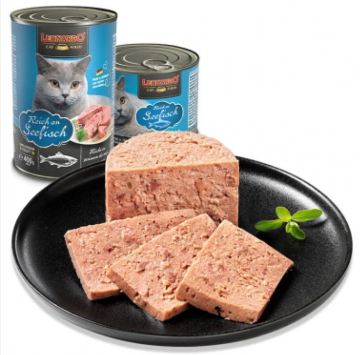 Boîte de patée riche en poisson de mer pour chat (200 g) - Léonardo