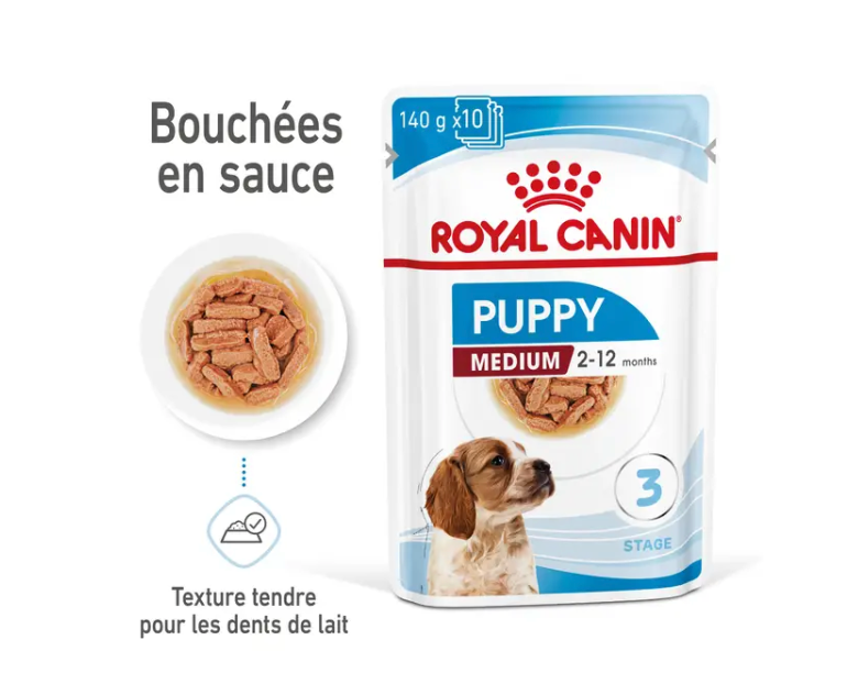 Bouchées en sauce Puppy Medium (10 sachets 140 g) - Royal Canin