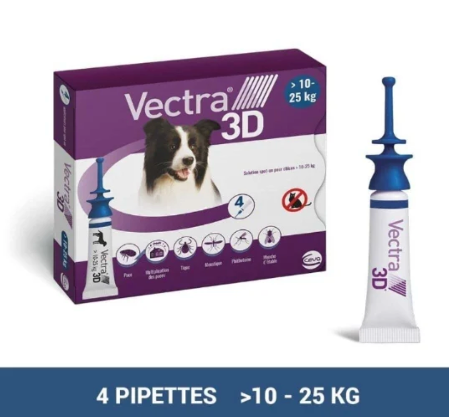 VECTRA 3D S/O Chien 10-25 kg (4 pipettes) - Ceva