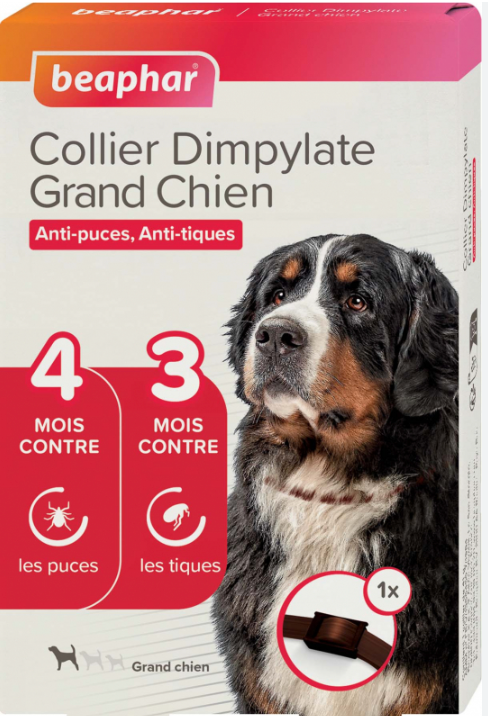 Collier Antiparasitaire grand chien au Dimpylate (Rouge) - Beaphar