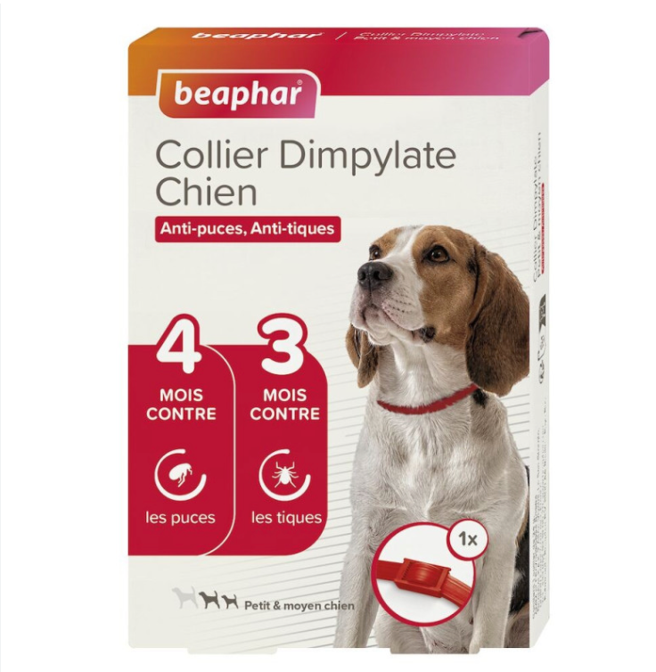 Collier antiparasitaire Dimpylate chien (Rouge) - Beaphar