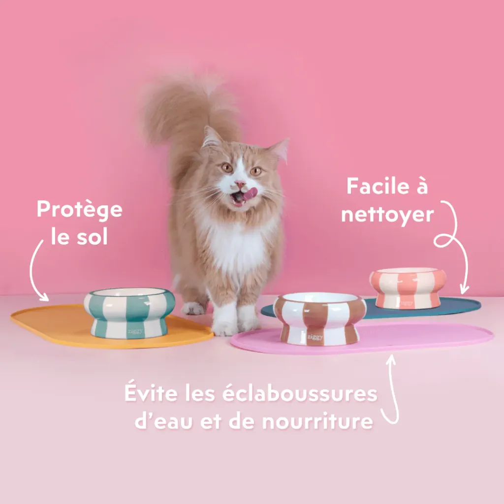 Tapis de Gamelle Cool Cat Club - Rose (S)  - Ziggy