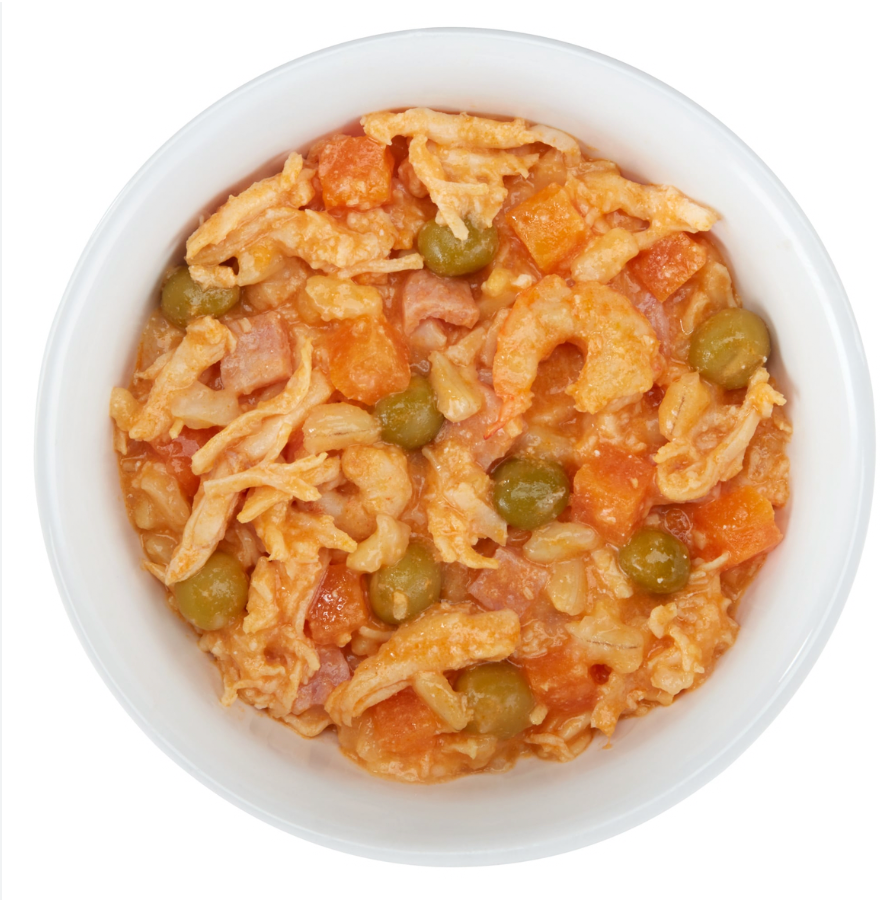 Boite de pâtée pour chien Poulet Paëlla (150 g) - Schesir