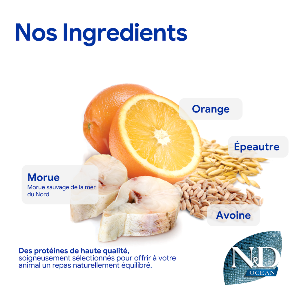 Océan épautre, avoine, morue & orange Chien adulte Medium/Maxi (2.5 kg) - Farmina