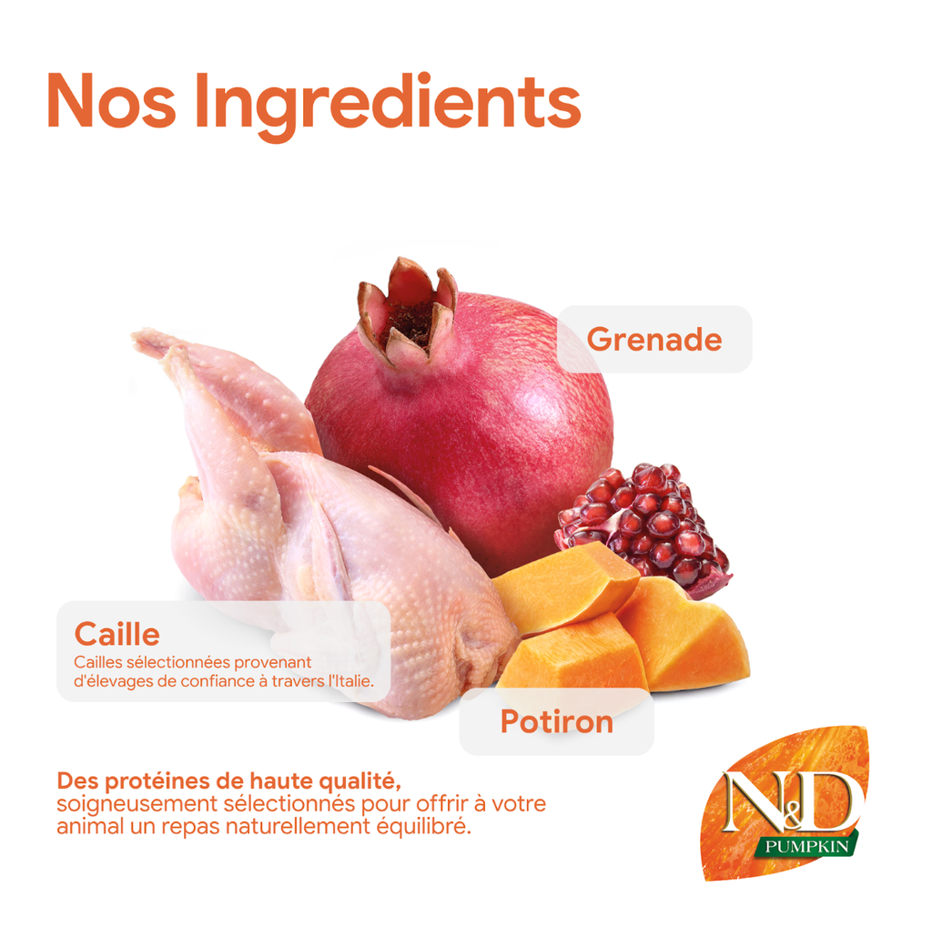 Potiron Caille & Grenade chat stérilisé (5 kg) - Farmina