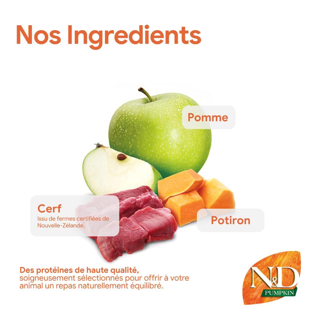 Potiron Cerf & Pomme chat adulte (5 kg) - Farmina