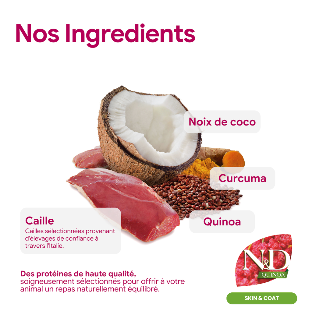 Quinoa chat Skin & Coat Herring (Peau et Pelage Hareng) (1.5 kg) - Farmina