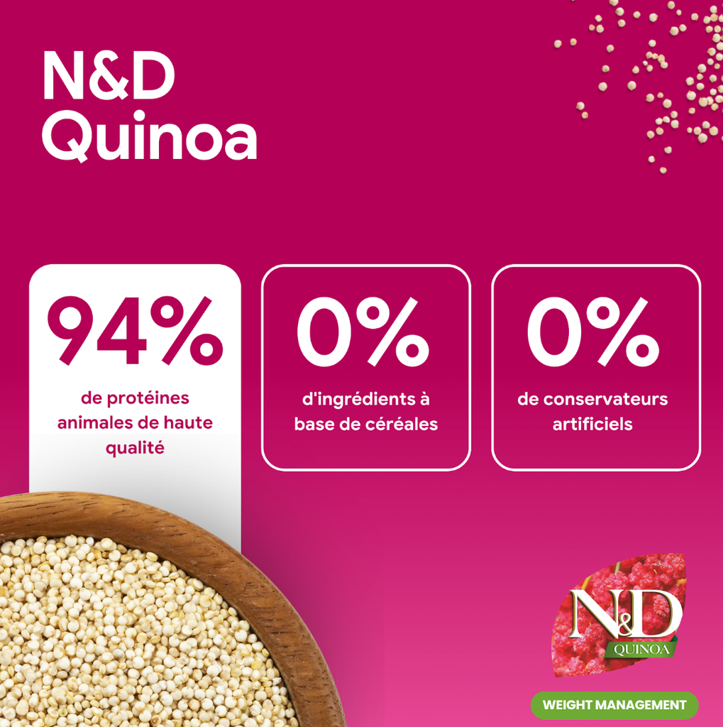 Quinoa chat Weight Management Lamb (Contrôle du Poids Agneau) (5 kg) - Farmina