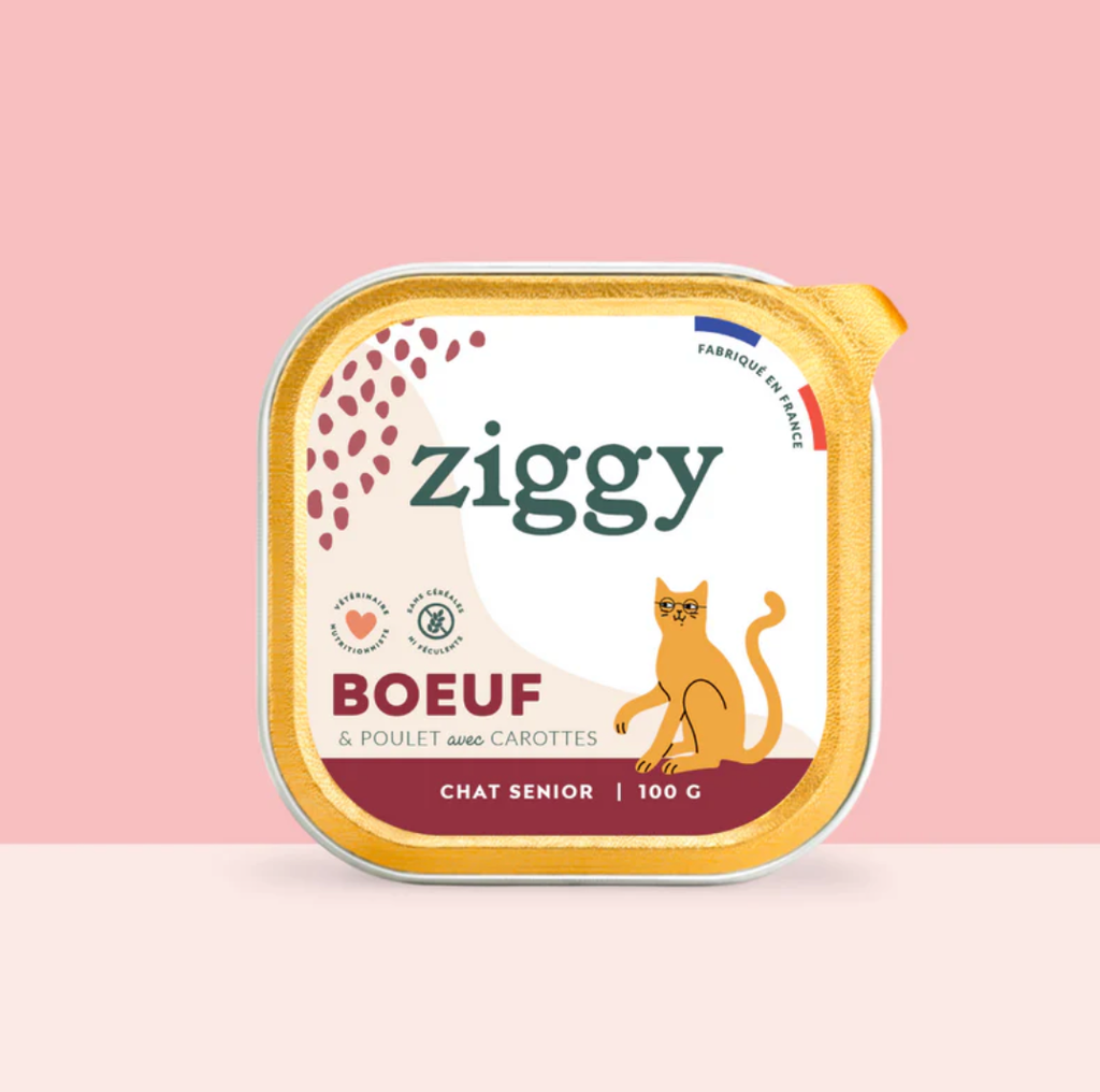 Pâtée Complète Chat Senior - Boeuf (4 barquettes 100 g) - Ziggy