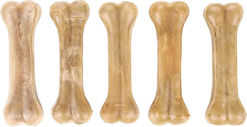 *Lot de 5 x 12.5 cm* Os à mâcher 100% peau de Buffle - Flamingo