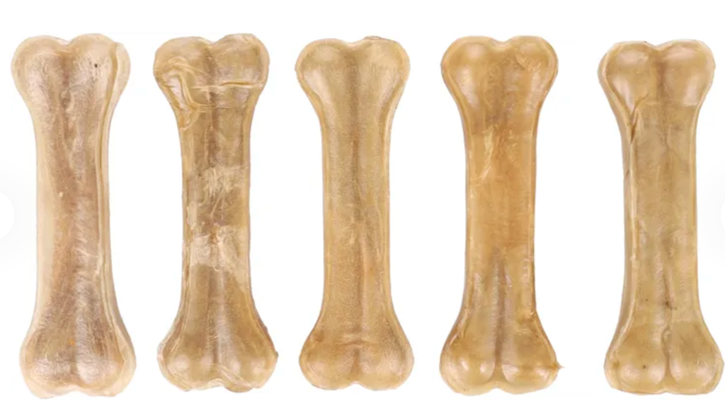 *Lot de 5 x 12.5 cm* Os à mâcher 100% peau de Buffle - Flamingo