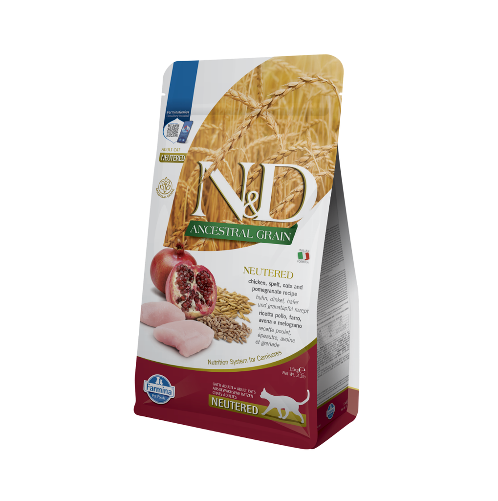 Poulet & Grenade Chat Adulte Stérilisé Low Grain (1.5 kg) - Farmina