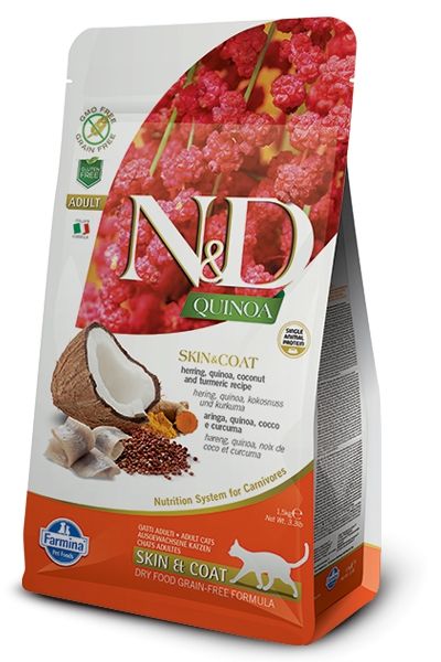Quinoa chat Skin & Coat Herring (Peau et Pelage Hareng) (1.5 kg) - Farmina