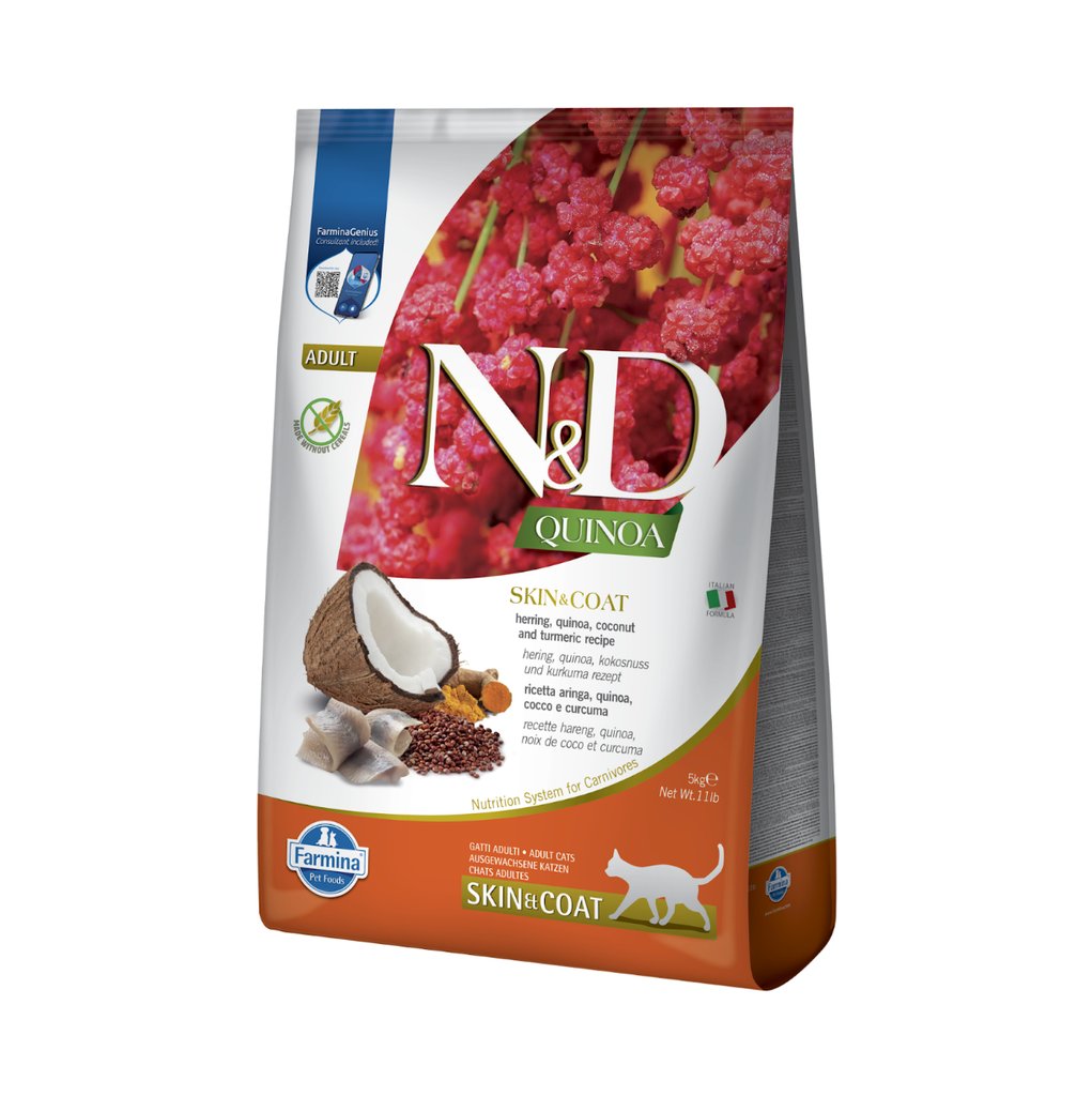 [10505-001] Quinoa chat Skin & Coat Herring (Peau et Pelage Hareng) (5 kg) - Farmina