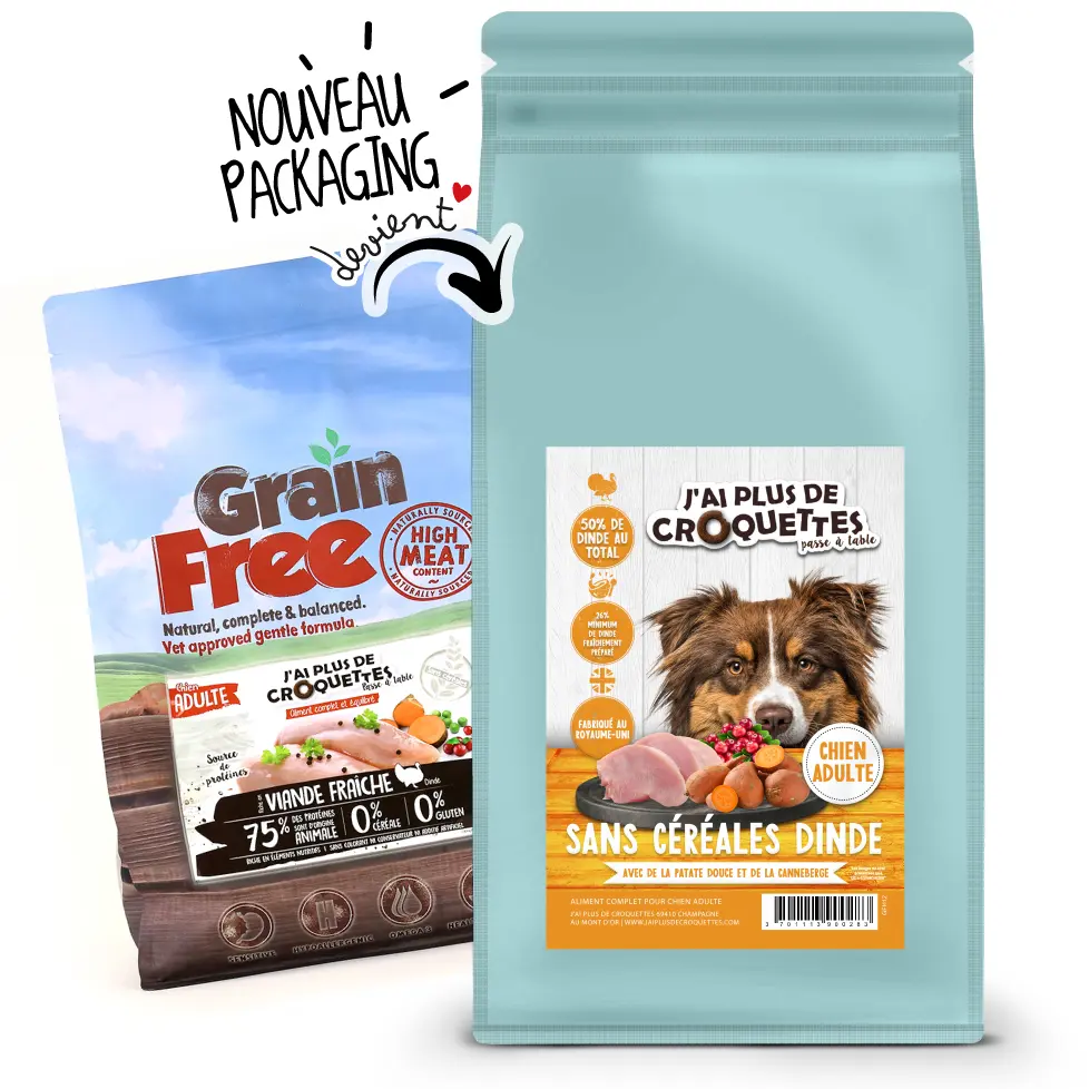 [10804_19286] Chien adulte toutes races sans céréales - Dinde, Patate douce et Canneberge (2 kg) - J'ai plus de croquettes