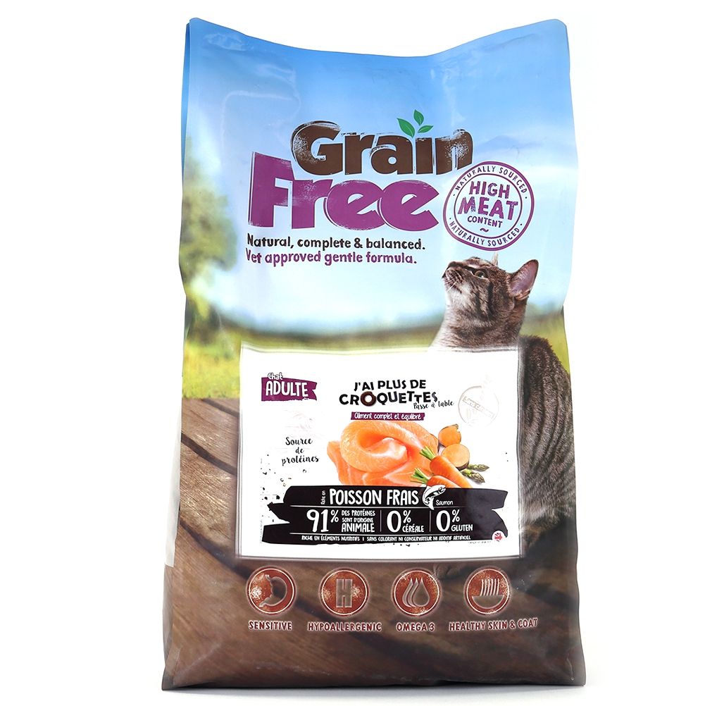 Chat adulte toutes races - "Saumon sans céréales" (7.5 kg) - J'ai plus de croquettes