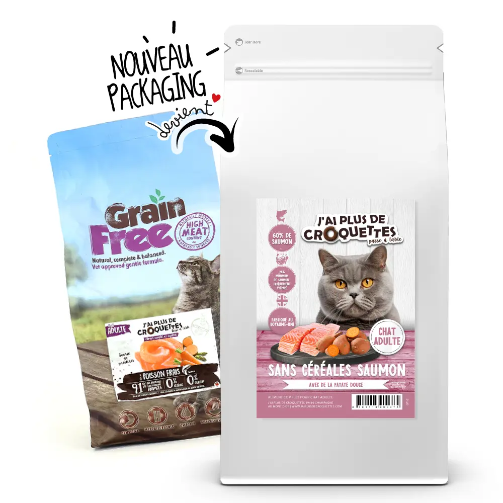 [10805_19289] Chat adulte toutes races sans céréales - Saumon (7.5 kg) - J'ai plus de croquettes