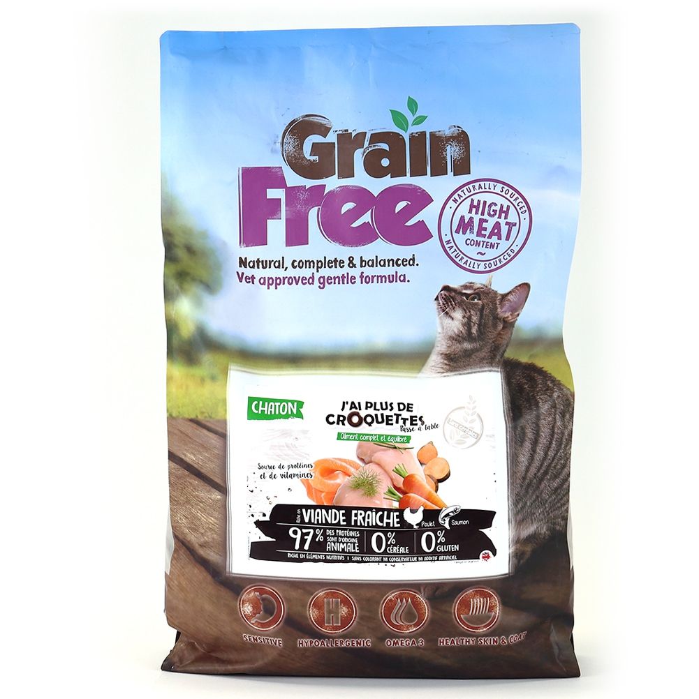 Chaton toutes races - "Poulet et saumon sans céréales" (7.5 kg) - J'ai plus de croquettes