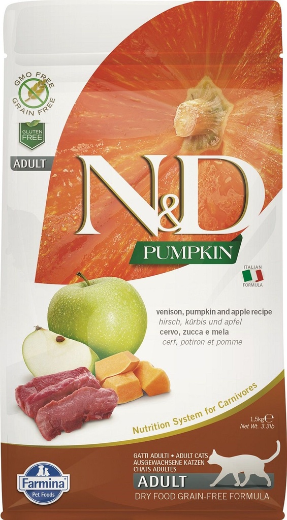 [10817_19301] Potiron Cerf & Pomme Chat adulte (1.5 kg) - Farmina