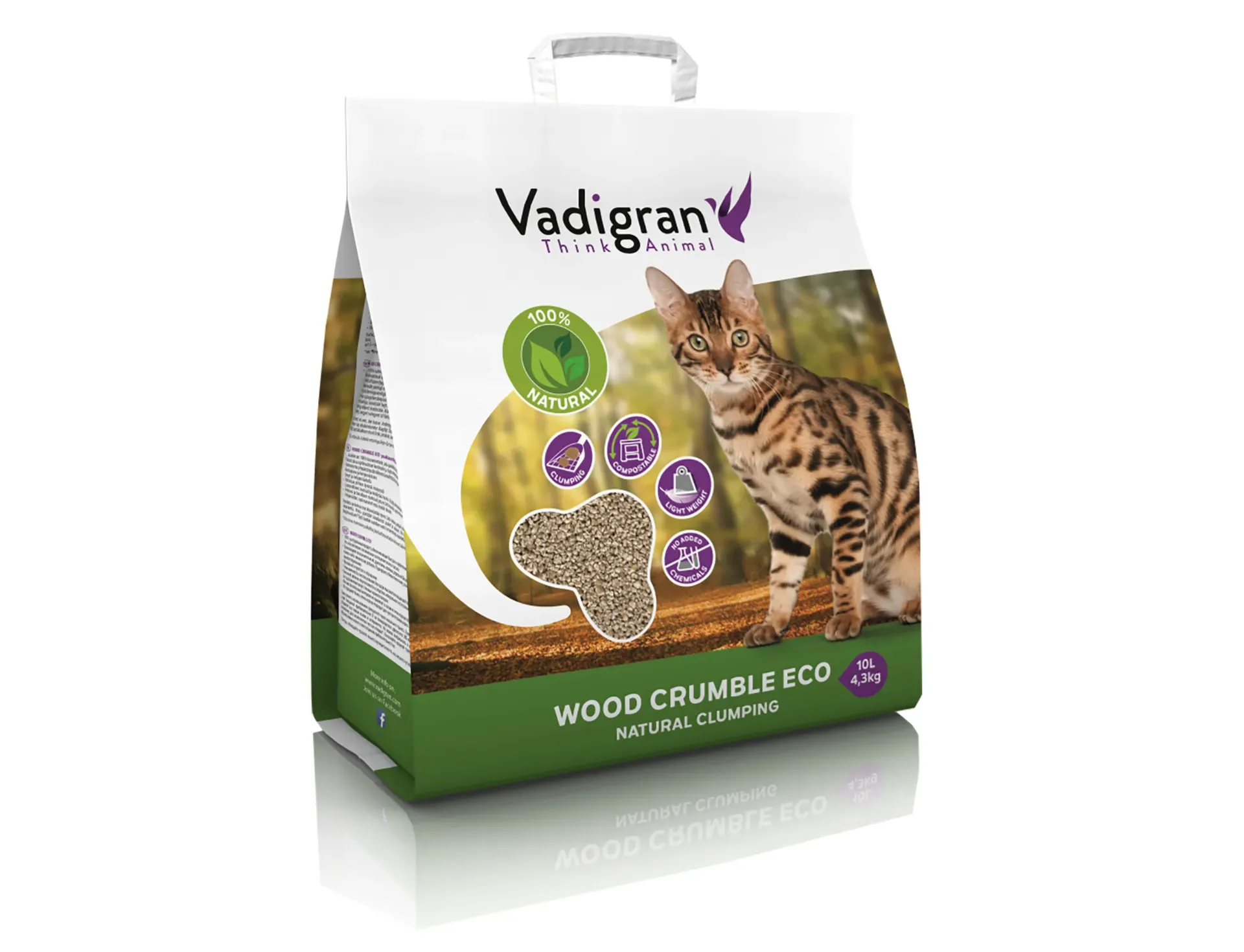 Litière pour chat "Cat litter Wood Crumble" (10 litres/4.3 kg) - Vadigran