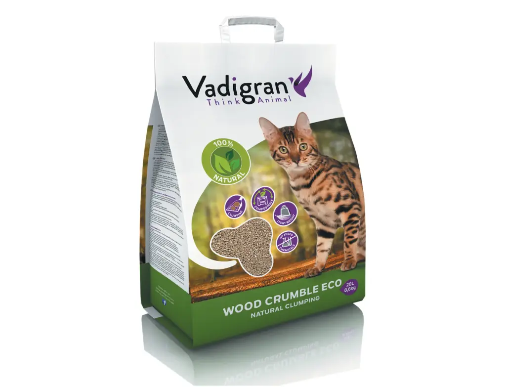Litière pour chat "Cat litter Wood Crumble" (20 litres/8.6 kg) - Vadigran