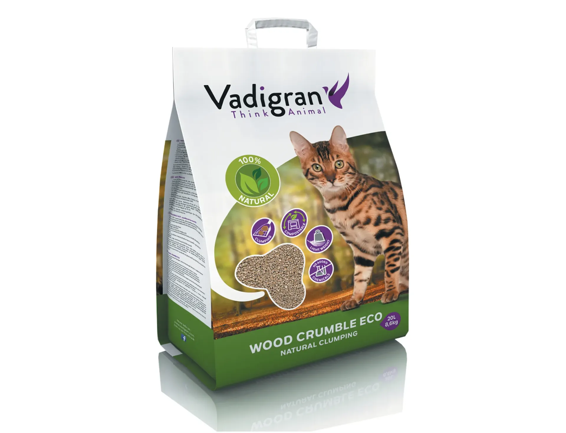 [11084_19896] Litière pour chat "Cat litter Wood Crumble" (20 litres/8.6 kg) - Vadigran