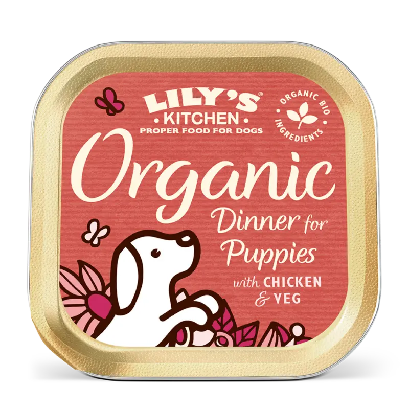 Recette bio pour chiot au Poulet (barquette 150 g) - Lily's Kitchen
