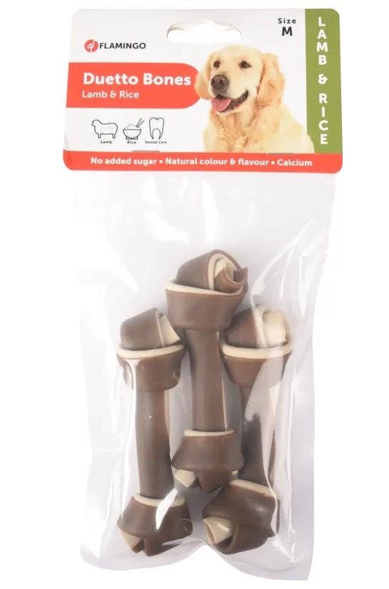 [11433] Os noués "Duetto Agneau & Riz" M (3 pièces, 120 g) - Flamingo