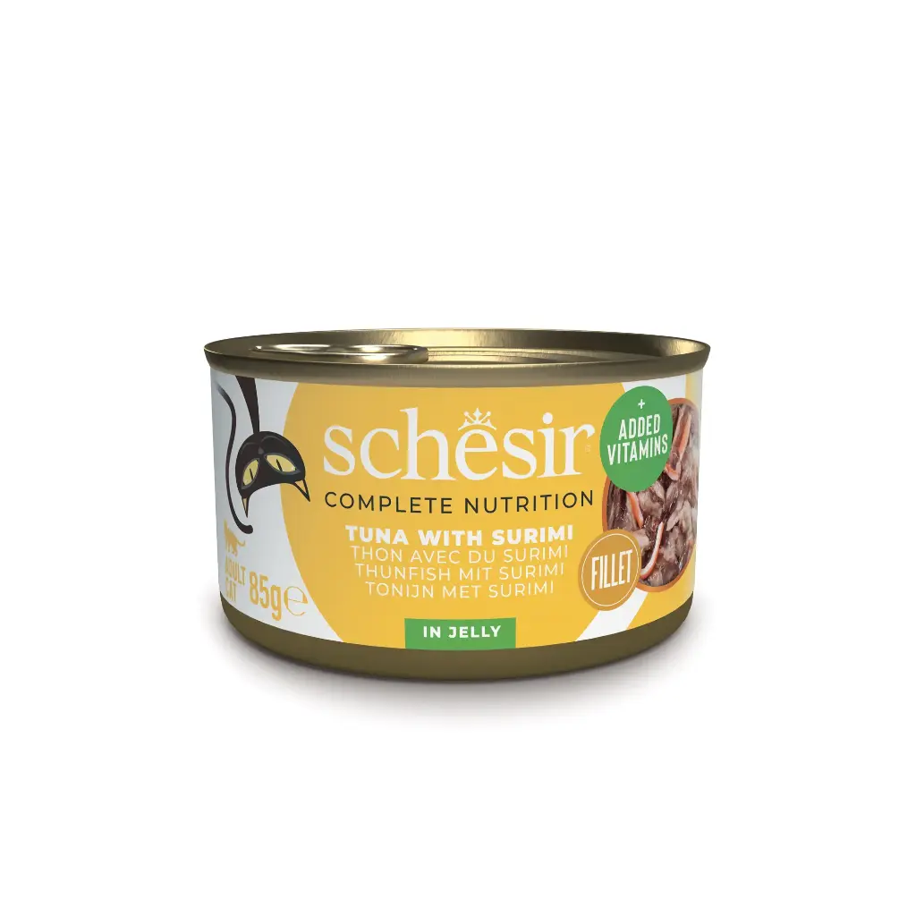 Boîte de pâtée pour chat en gelée - Thon avec surimi (85 g) - Schesir