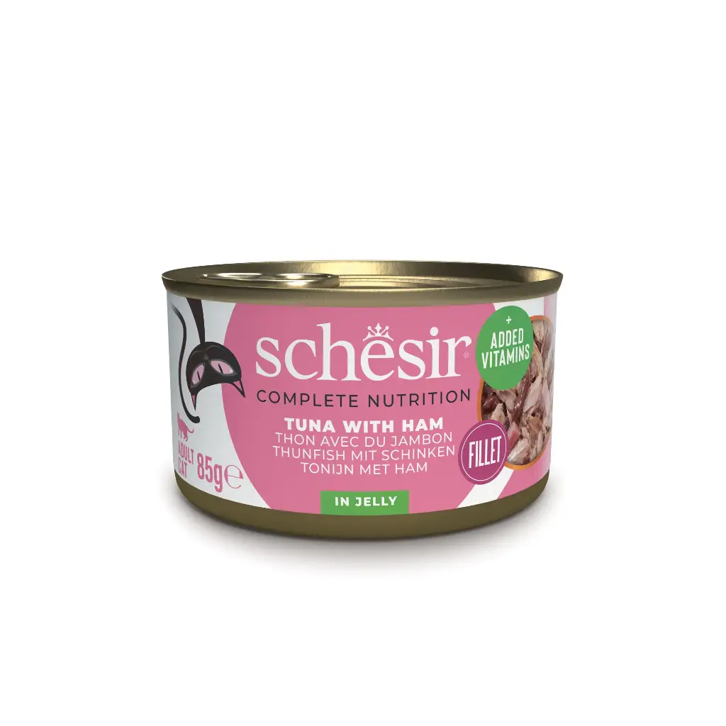 Boîte de pâtée pour chat en gelée - Thon avec jambon (85 g) - Schesir