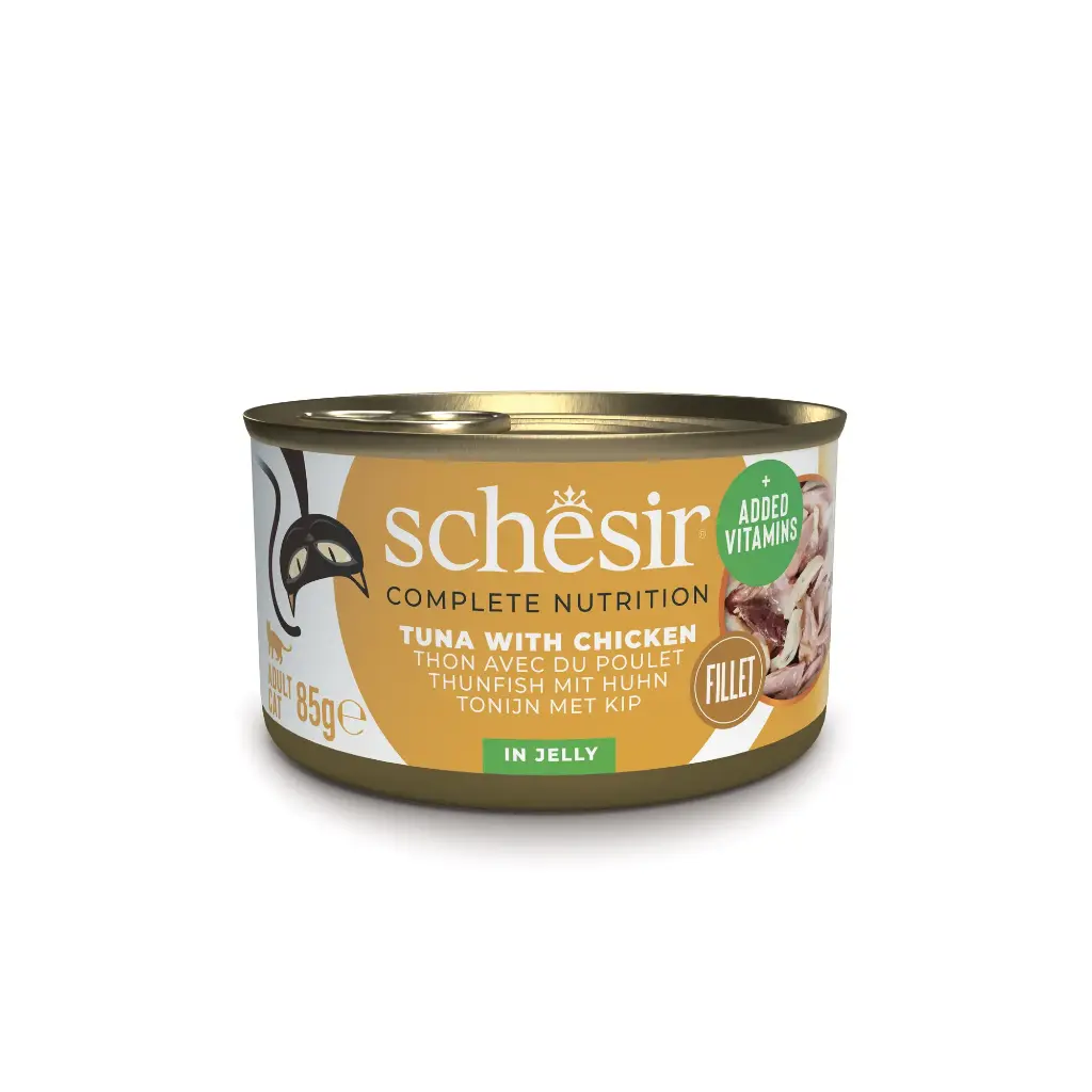 Boîte de pâtée pour chat en gelée - Thon et poulet (85 g) - Schesir