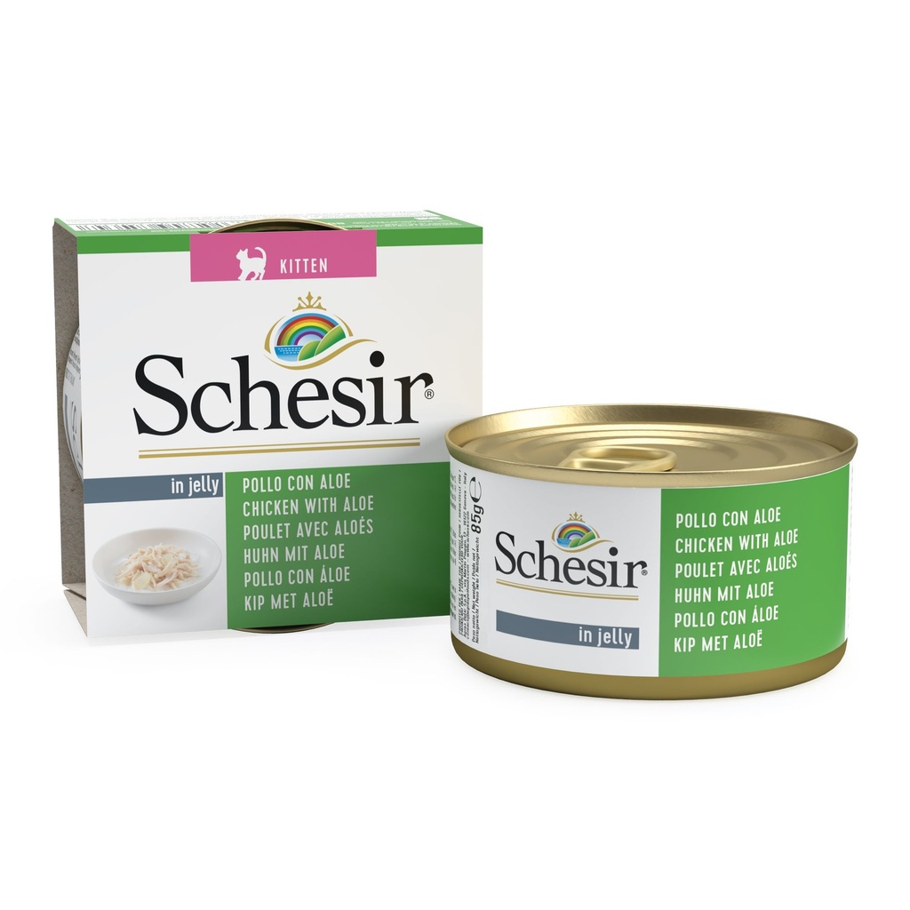 Boîte de pâtée pour chaton en gelée - Poulet avec aloès (85 g) - Schesir