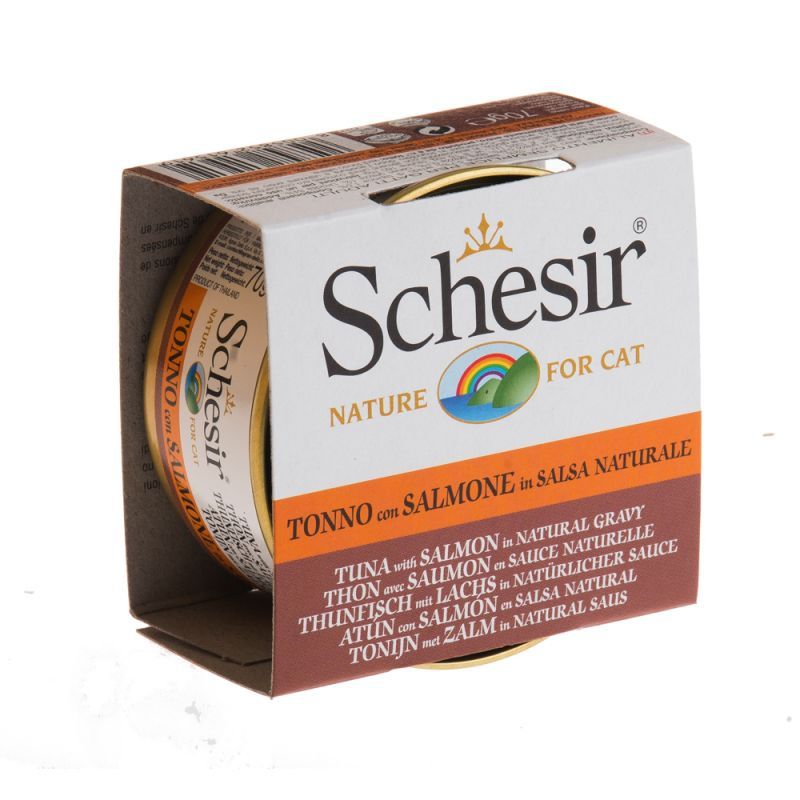 Boîte pour chat "En sauce" - Thon avec saumon (70 g) - Schesir