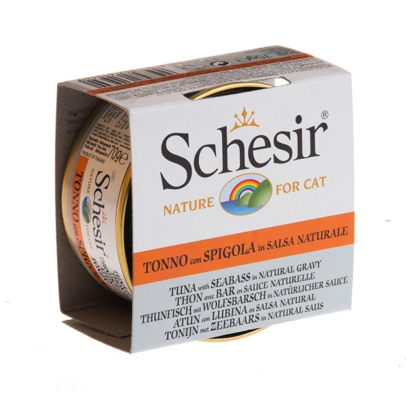 Boîte pour chat "En sauce" - Thon avec bar (70 g) - Schesir