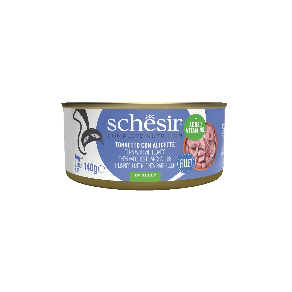 Boîte de pâtée pour chat "Au naturel" - Thon avec blanchailles (140 g) - Schesir