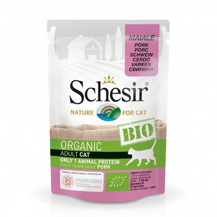Sachet fraîcheur pour chat "Bio" - Porc (85 g) - Schesir