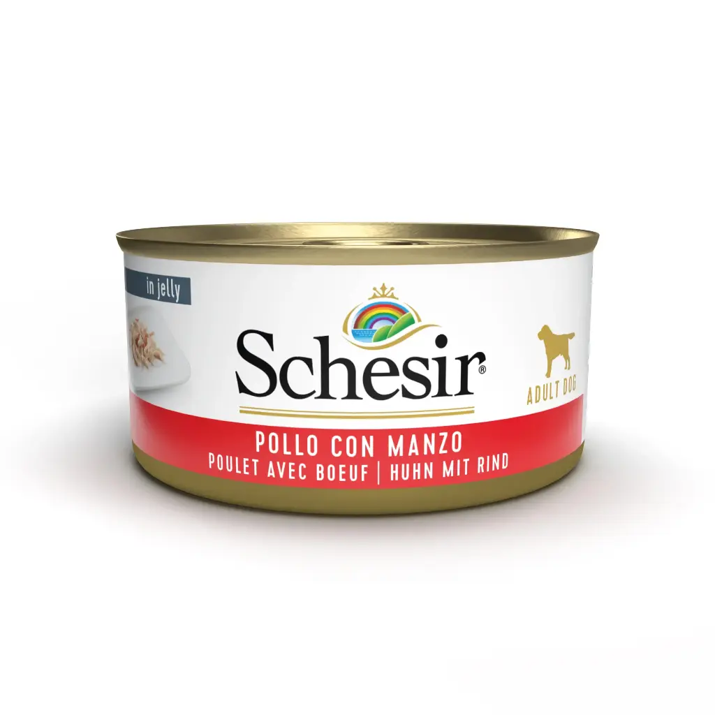 Boîte de pâtée pour chien en gelée - Poulet avec boeuf (150 g) - Schesir