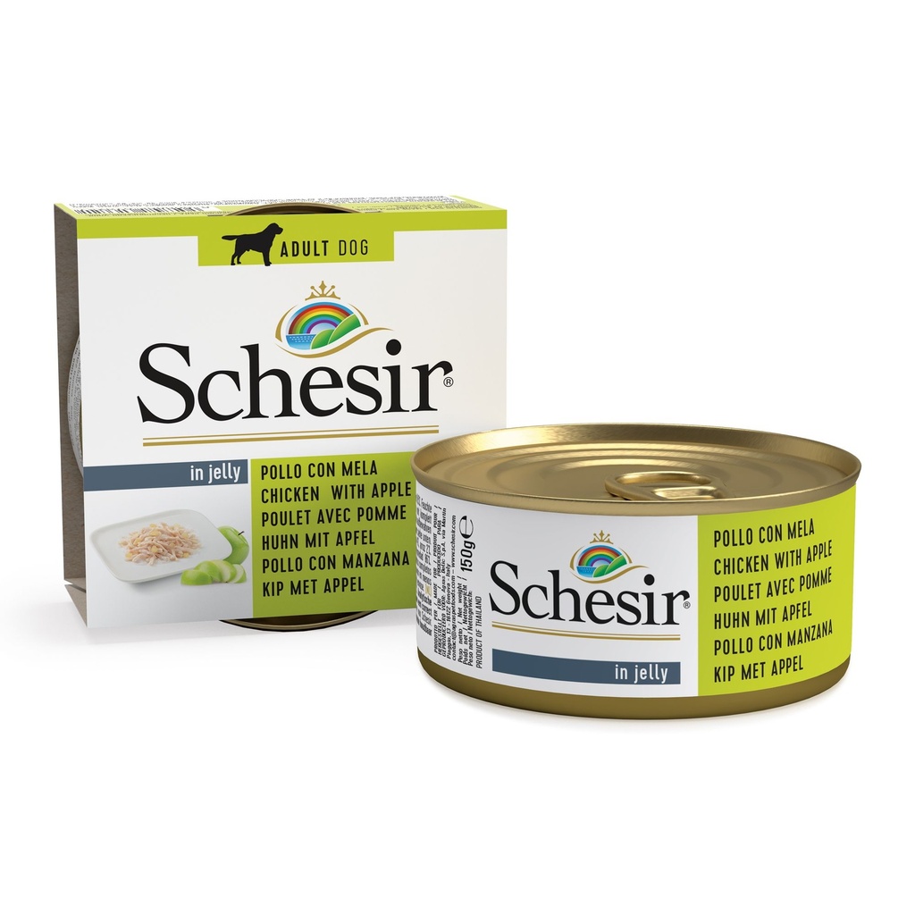 Boîte de pâtée pour chien "Morceaux de fruits" - Poulet et pomme (150 g) - Schesir