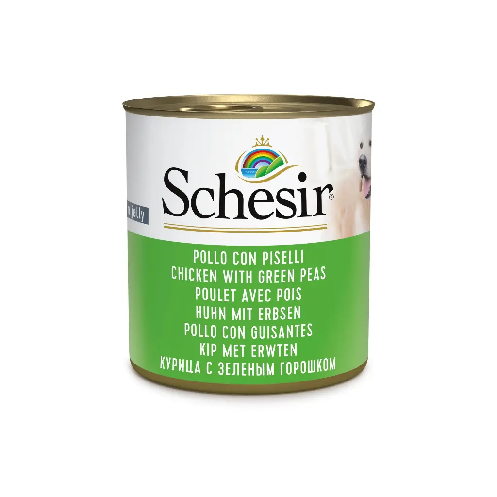 Boîte de pâtée pour chien en gelée - Poulet avec pois (285 g) - Schesir