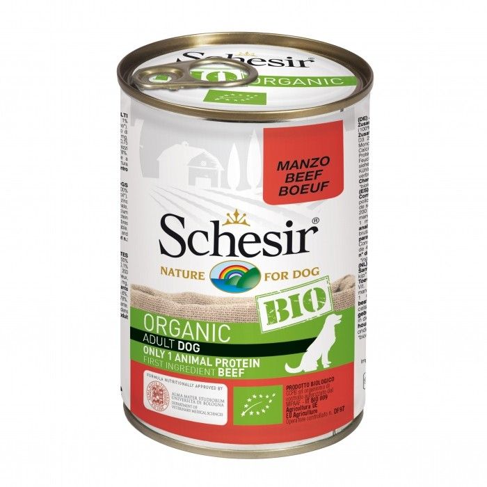 Boîte de pâtée pour grands chiens "Bio" Boeuf (400 g) - Schesir