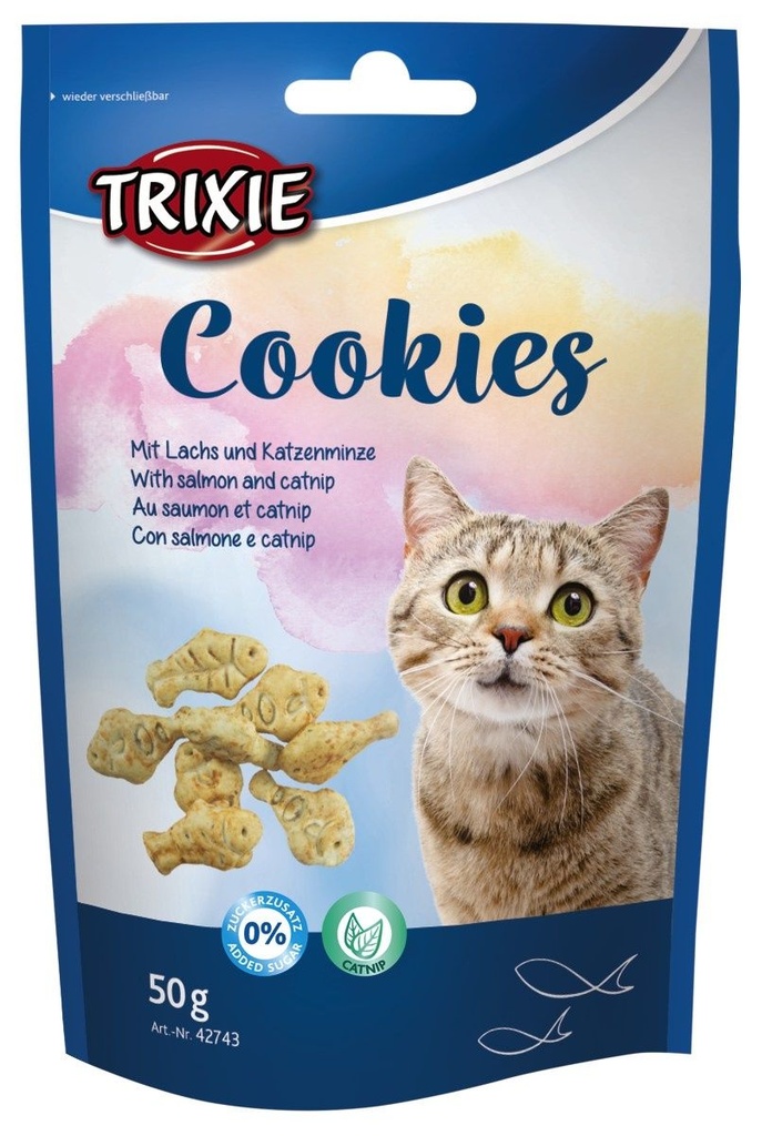 Friandises "Cookies" saumon et catnip (50 g) - Trixie