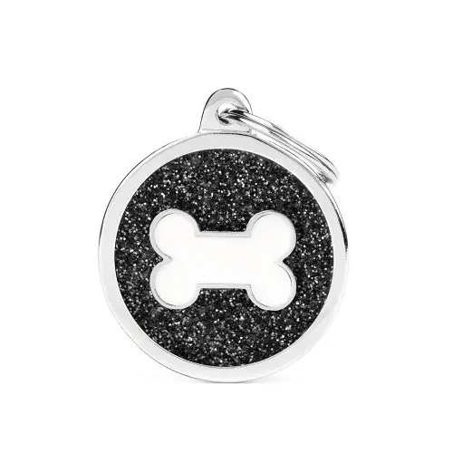 Médaille "Shine" os blanc fond noir - MyFamily